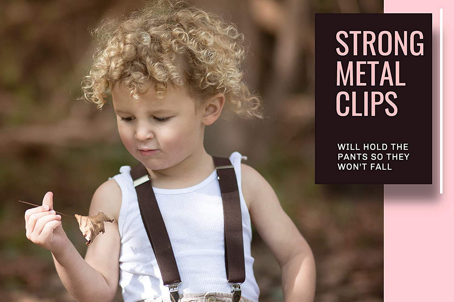 RR DESIGN Kids Boys Suspenders - Adjustable Elastic Y Back and Strong Clips - Various Solid Colors- 2-5 years (Beige) 3