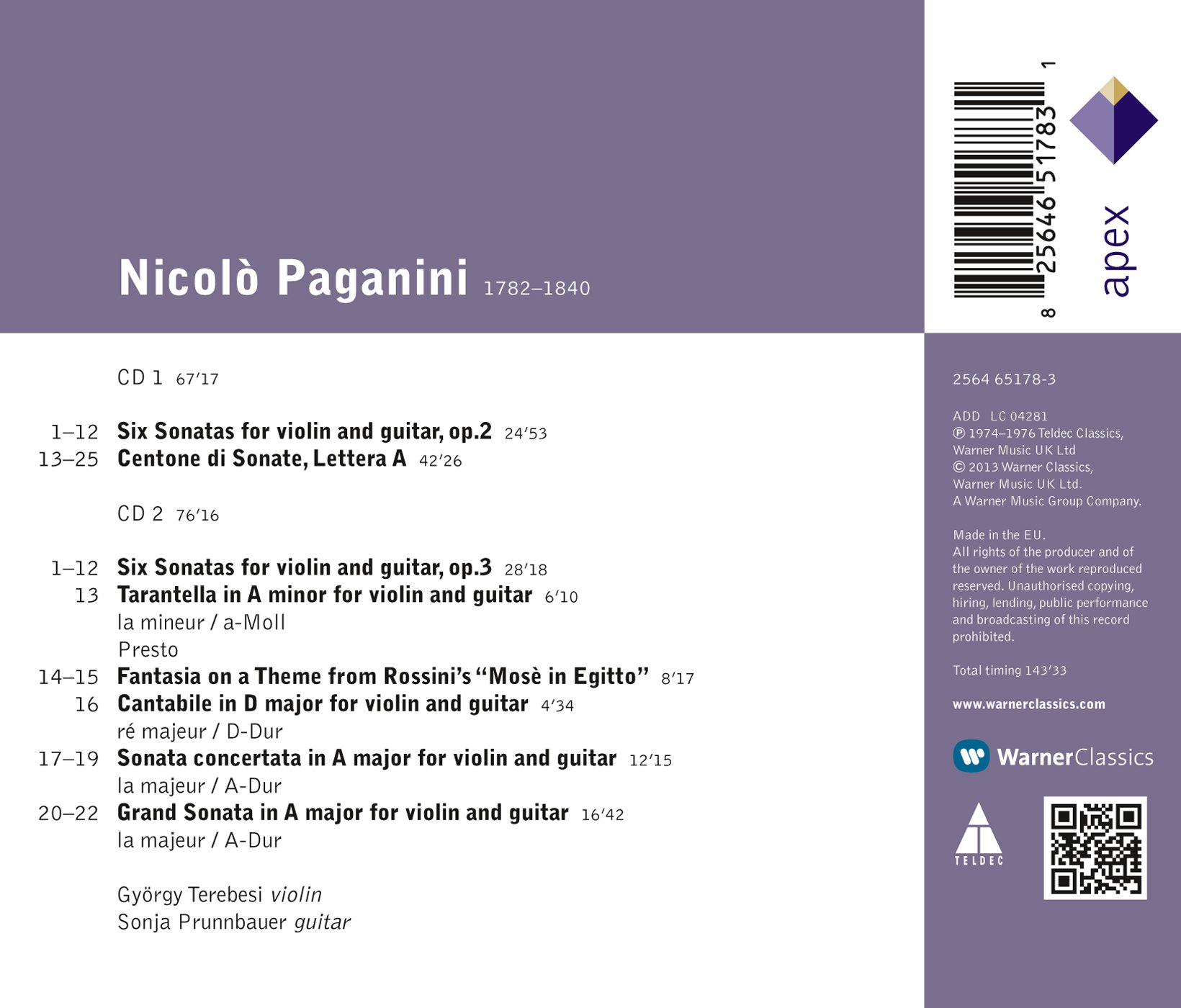 Paganini: Works for Violin and