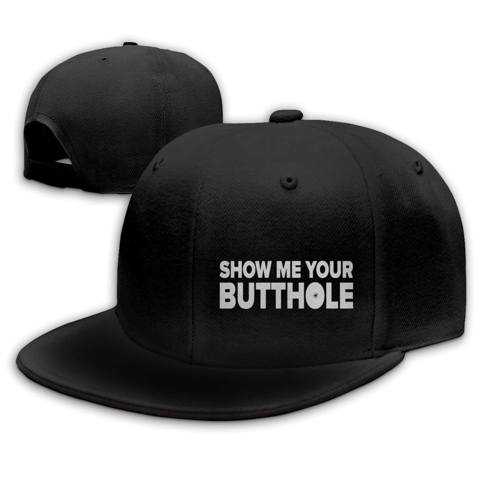 JIAXINGO Show Me Your Butthole Unisex Adjustable Snapback Hat Fashion Baseball Cap Breathable Trucker Cap Black, Black-2, One Size