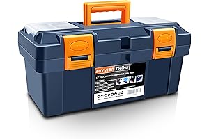 Tool Box with Versatile Tray, Customizable Storage for Small Parts and Tools (Anyyion 16.5-inch)