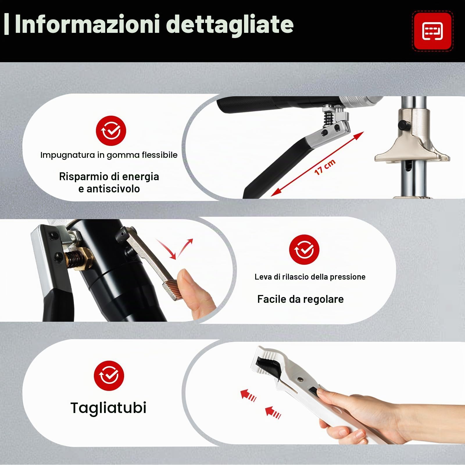 Pinza a Spinta 16-32 mm per Ritaglio e Pressione - Pressa per Allungamento Tubo Idraulica in Rame per REHAU HIS 311