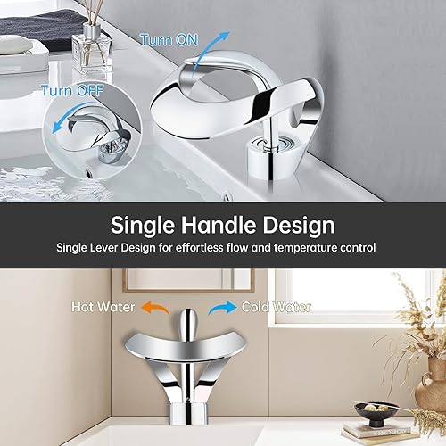 Miniatura 4 de Moderno grifo de lavabo de baño de 1 agujero negro sola manija grifo de lavabo (negro)