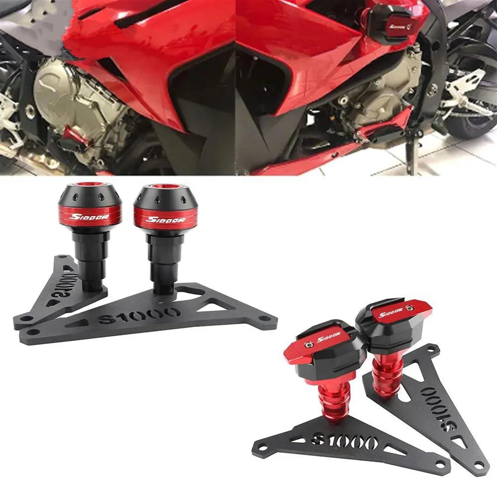 Motorrad-Sturzpads, Sturzpad, Rahmengleiter, Kollisionsschutz Für BMW S1000R S 1000R S1000 R 2014-16 19-20 Rahmen-Sturzpads(ROT,X-1)