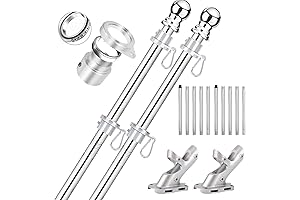 2 Pack Flag Poles for House: 6 FT Flag Pole Kit with No-Tangle Flag Poles