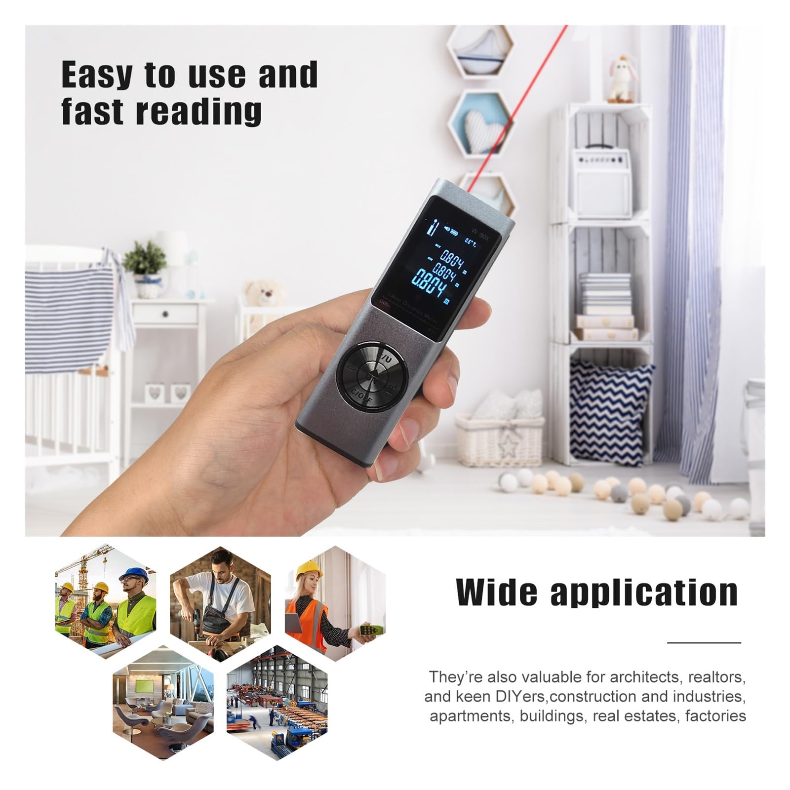 Mini telémetro láser, medidor de Distancia, 40M, 60M, 80M, Digital Recargable, área Volumen, Herramienta medición Varios ángeles Precisión Flexibilidad Medición