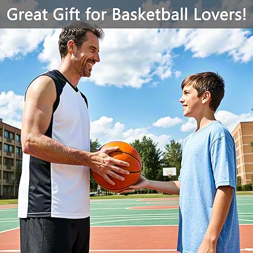 Miniatura 5 de Luwint Baloncesto tamaño 7 con bomba de inflado, pelota de goma para interiores y exteriores, para adolescentes y adultos, tamaño oficial 29.5 (se