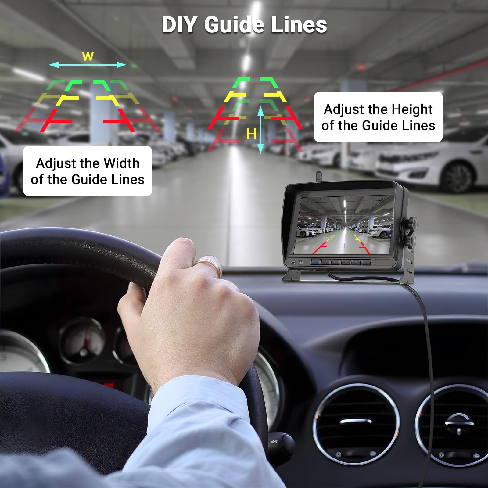 Telecamera Retromarcia Hikity Con Monitor 4,3" - Visione Notturna, Impermeabile, Per Auto E Camion - Foto 9