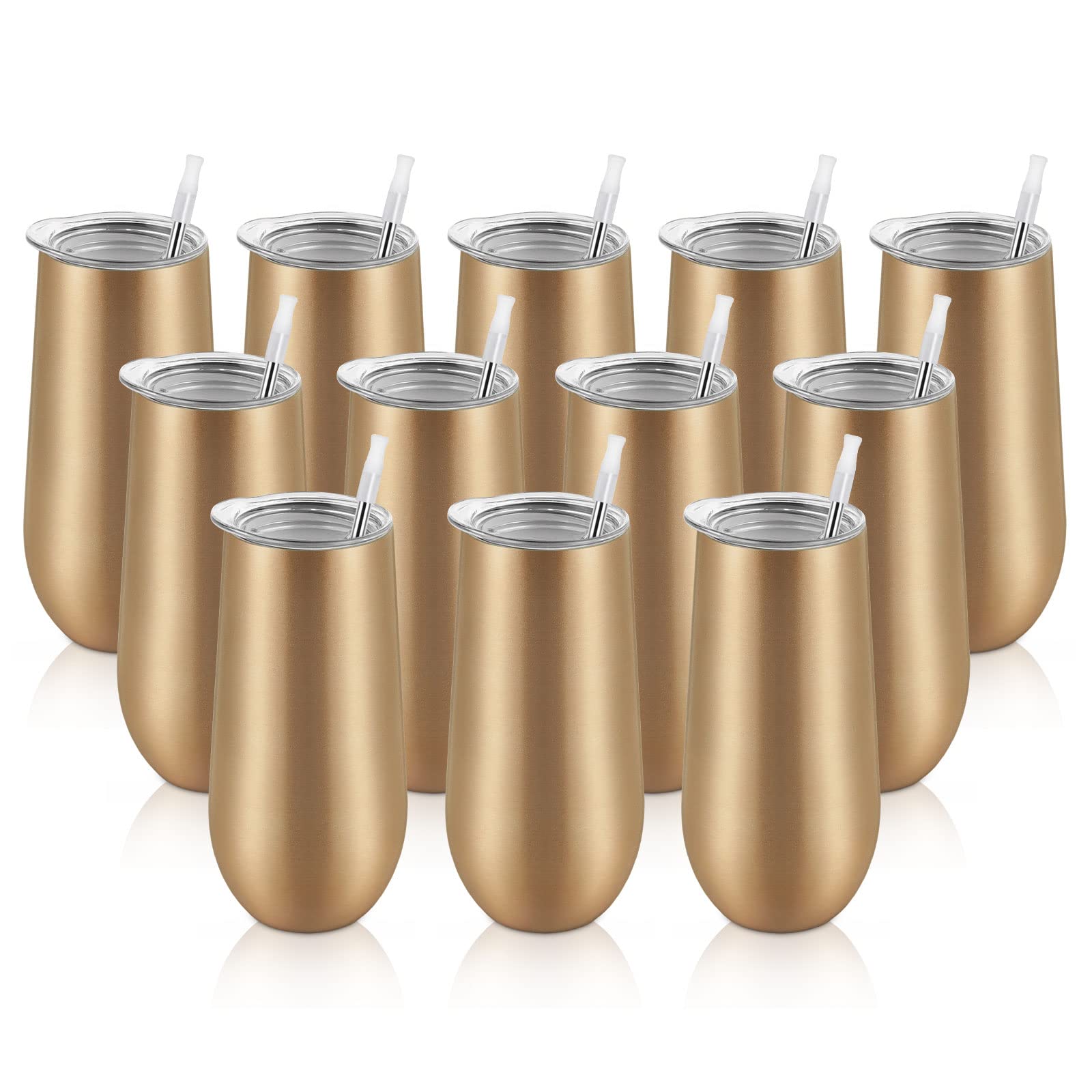 Flûtes à champagne sans pied en acier inoxydable doré