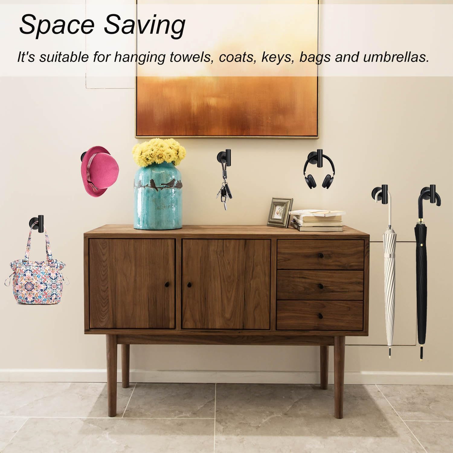 Towel Hooks Bathroom,16 Packs Wall Mount Towel Holder,Black Matte Coat Hook Robe Hook,Stainless Steel Heavy Duty Door Hanger Towel Hook Shower Hooks for Kitchen, Hotel,Pool,Coats and Keys