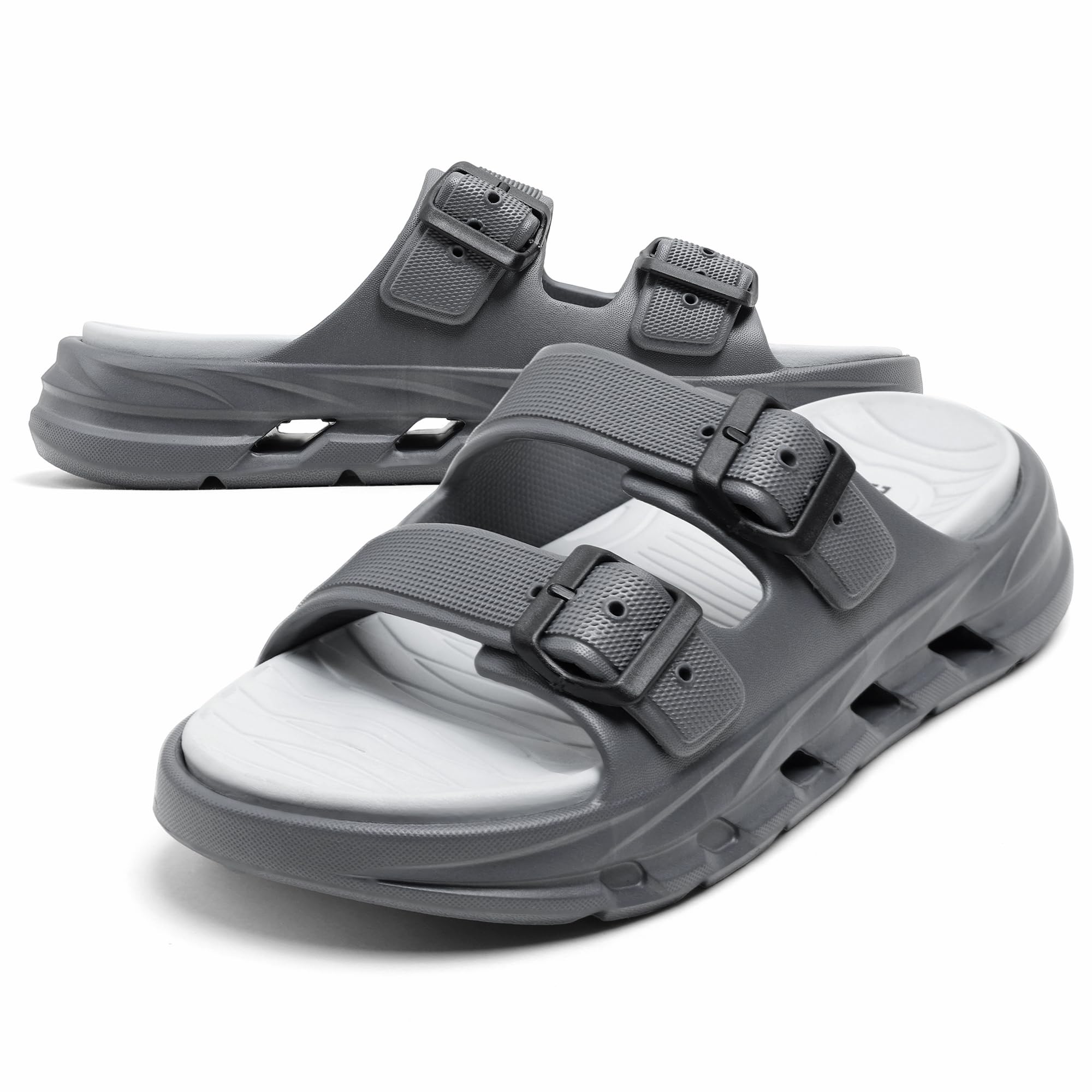 Doctor Health Super Soft Men EVA Double Strap Sandals Drk.Grey+L.Grey - Image 1
