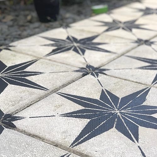 Miniatura 6 de 4 plantillas de azulejos reutilizables de 12 x 12 pulgadas, plantillas de concreto para patio, plantillas grandes para pintar pisos, plantillas de