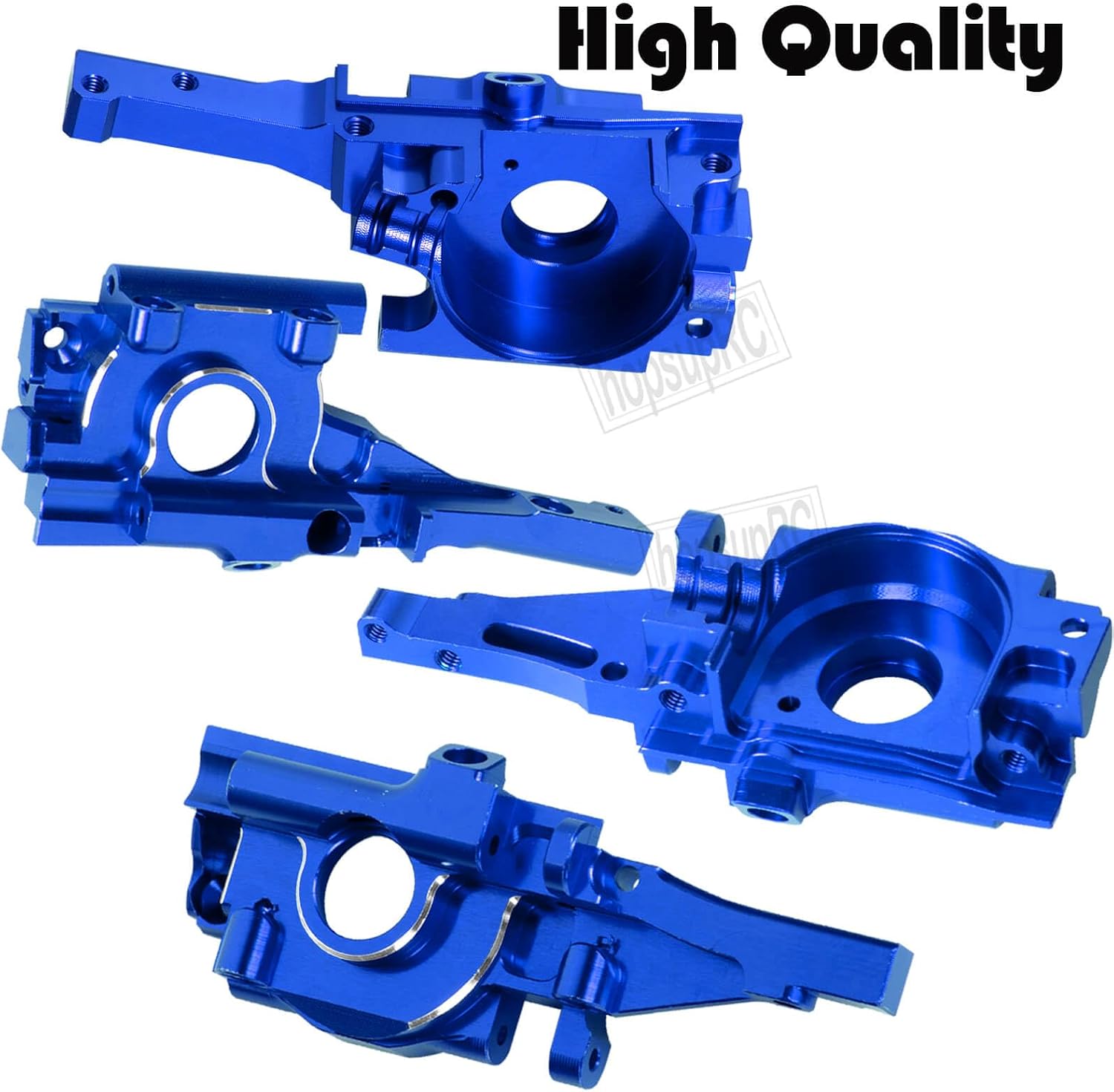 Aluminum Front Rear Bulkhead Gearbox Upgrades for 1/16 Mini E-Revo Slash Summit RC Car,Alloy Front Rear Bulkhead Transmission Case Hops Up,Blue