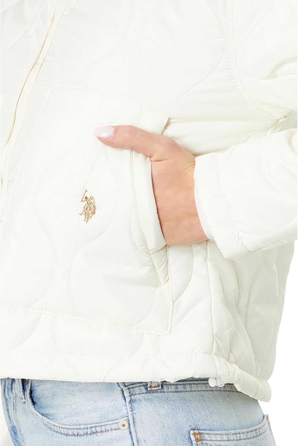 U.S. POLO ASSN. Onion Quilted Boxy Crop Jacket with Cinched Hem