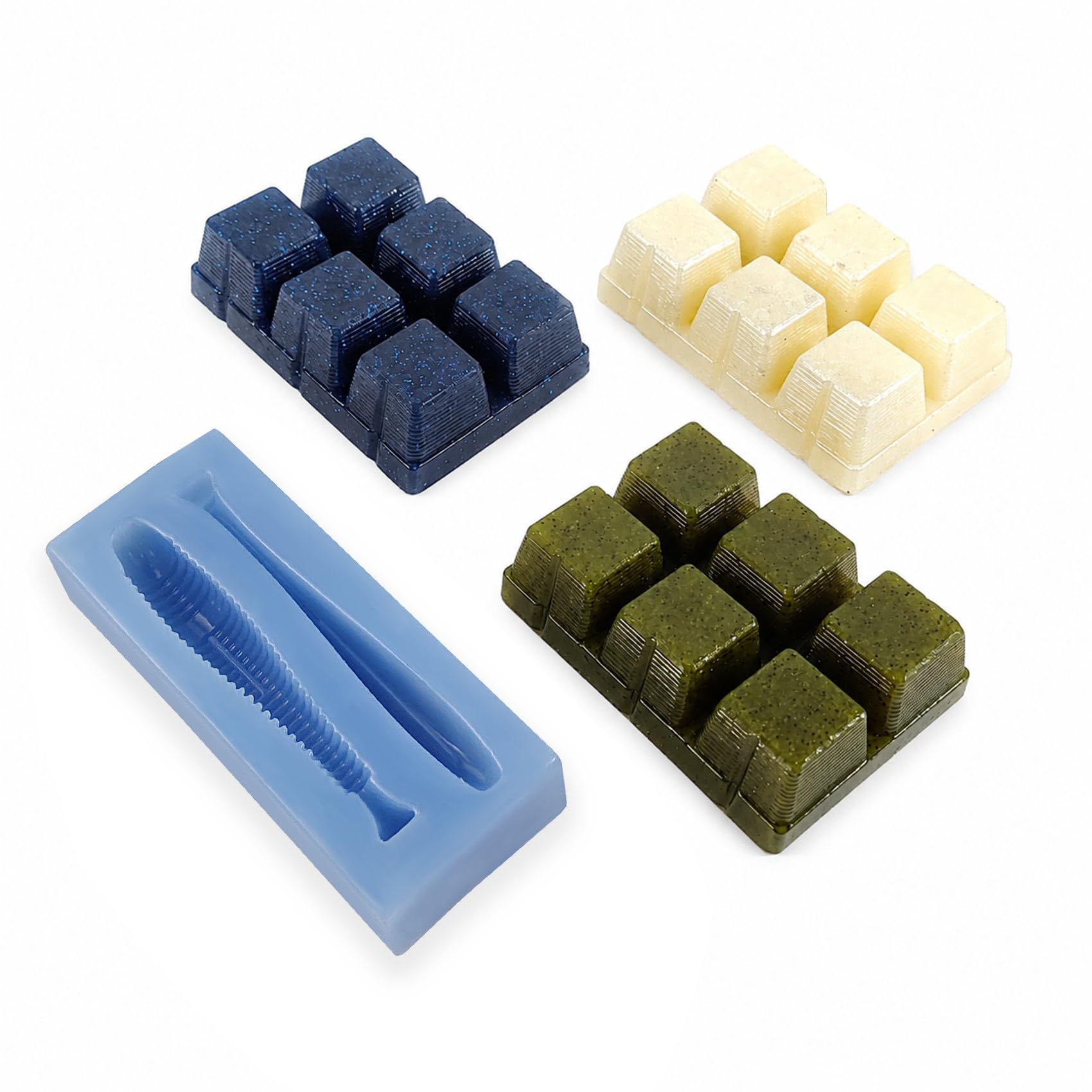 Eupheng 3.3"/3.5" Paddle Tail Swimbaits Lure Mold Kit with Hook Slot Design, Sinking Formula Fishing Lure Making Plastic Cubes (15% Salt) for DIY Fishing Lure