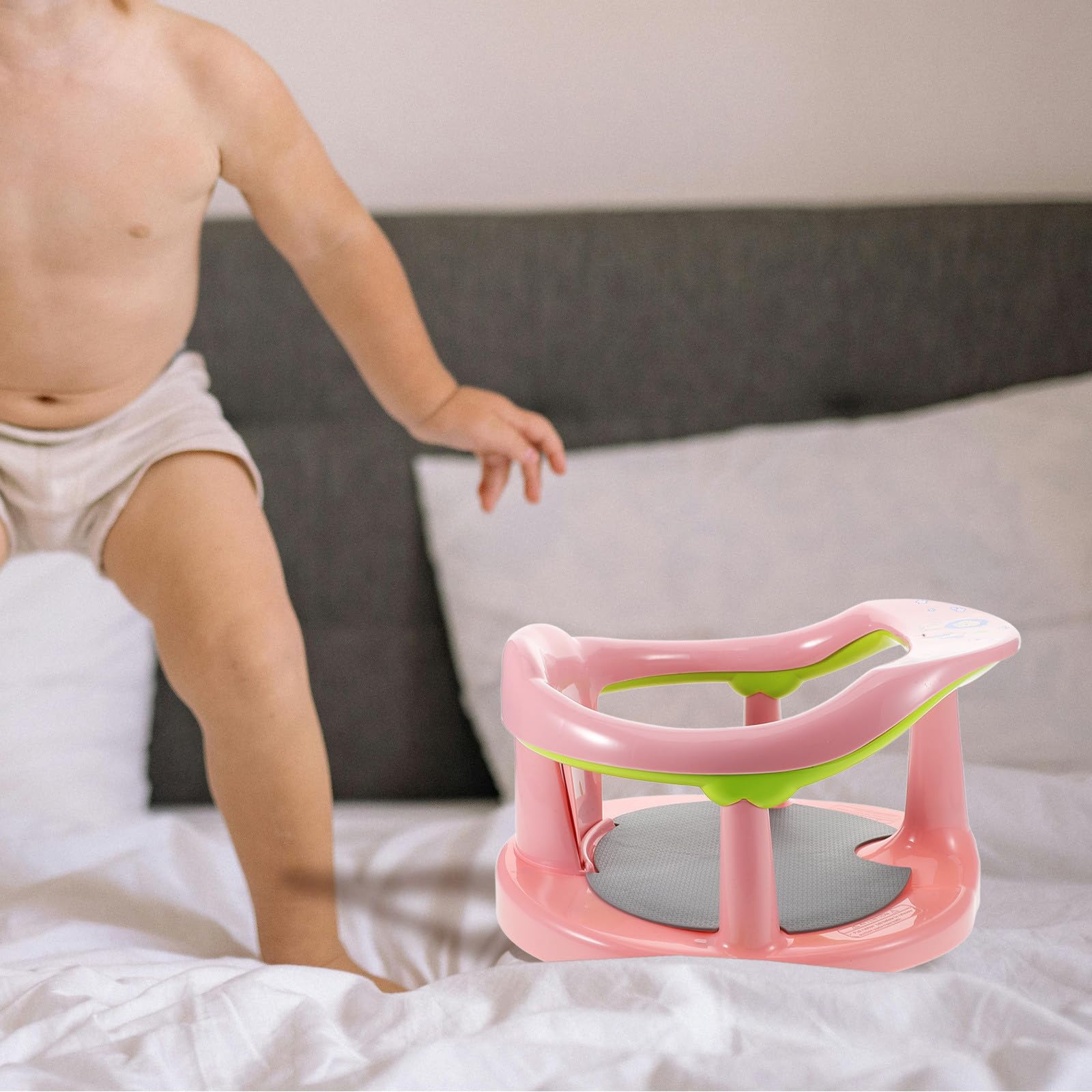Asiento de Baño Antideslizante para Ñiño Recién Nacido, Diseño Versátil en Pp y Tpr, Color Rosa, Cómodo para Baño Infantil de Verano