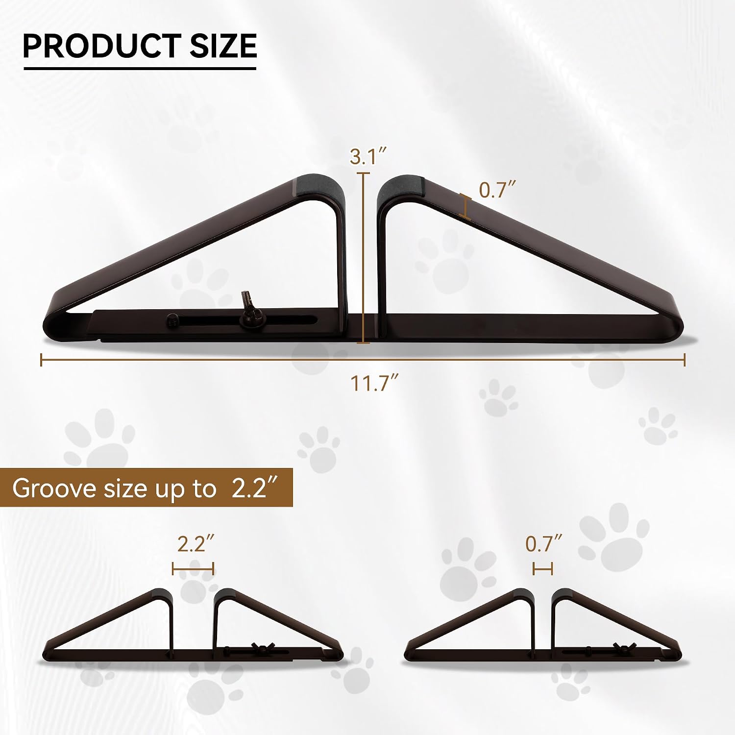PUPETPO Support Feet for Pet Gate (Updated Version), Pet Gate Metal Support Feet Set of 2 for Extra Wide Foldable Dog Gate, Easy to Install, A Pair of Safety Fence Feet for Wooden Dog Gate, Brown