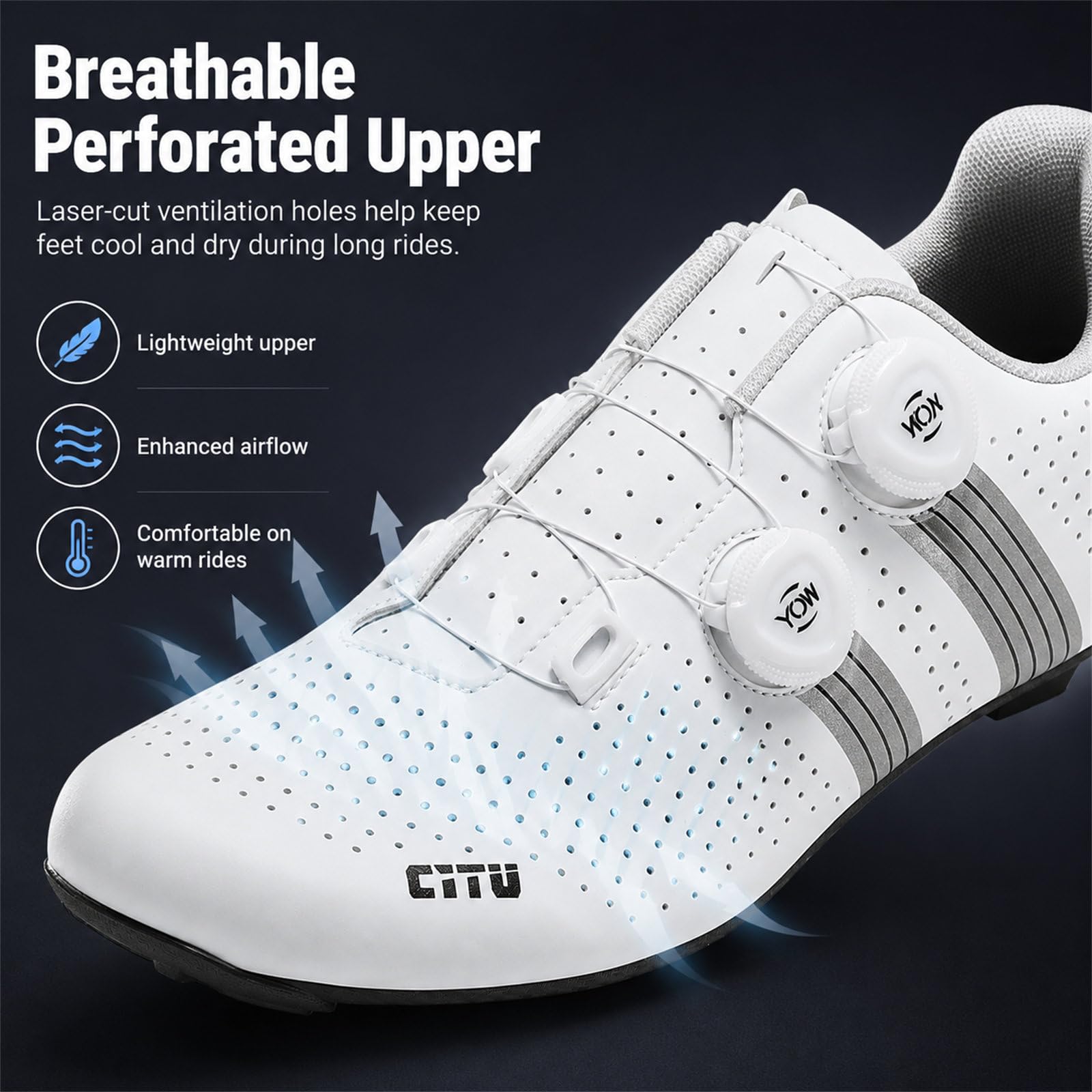 Hixingo Scarpe Uomo Donna, Punta Ampia, Scarpe Strada Mountain Bike Compatibile Pedali SPD-SL Look Delta, Unisex Scarpes Ciclismo MTB Traspirante All'aperto per Bici