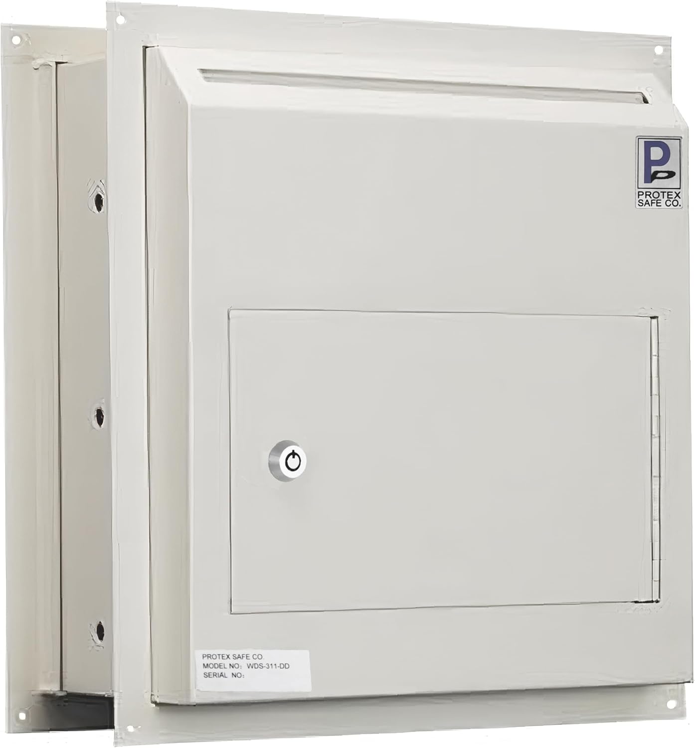 Protex WDS-311-DD Through-The-Wall Drop Box, for cash, checks and envelopes,Piano hinge,Pre-drilled anchoring holes,Metal baffle,Adjustable metal frames, double steel door off-white
