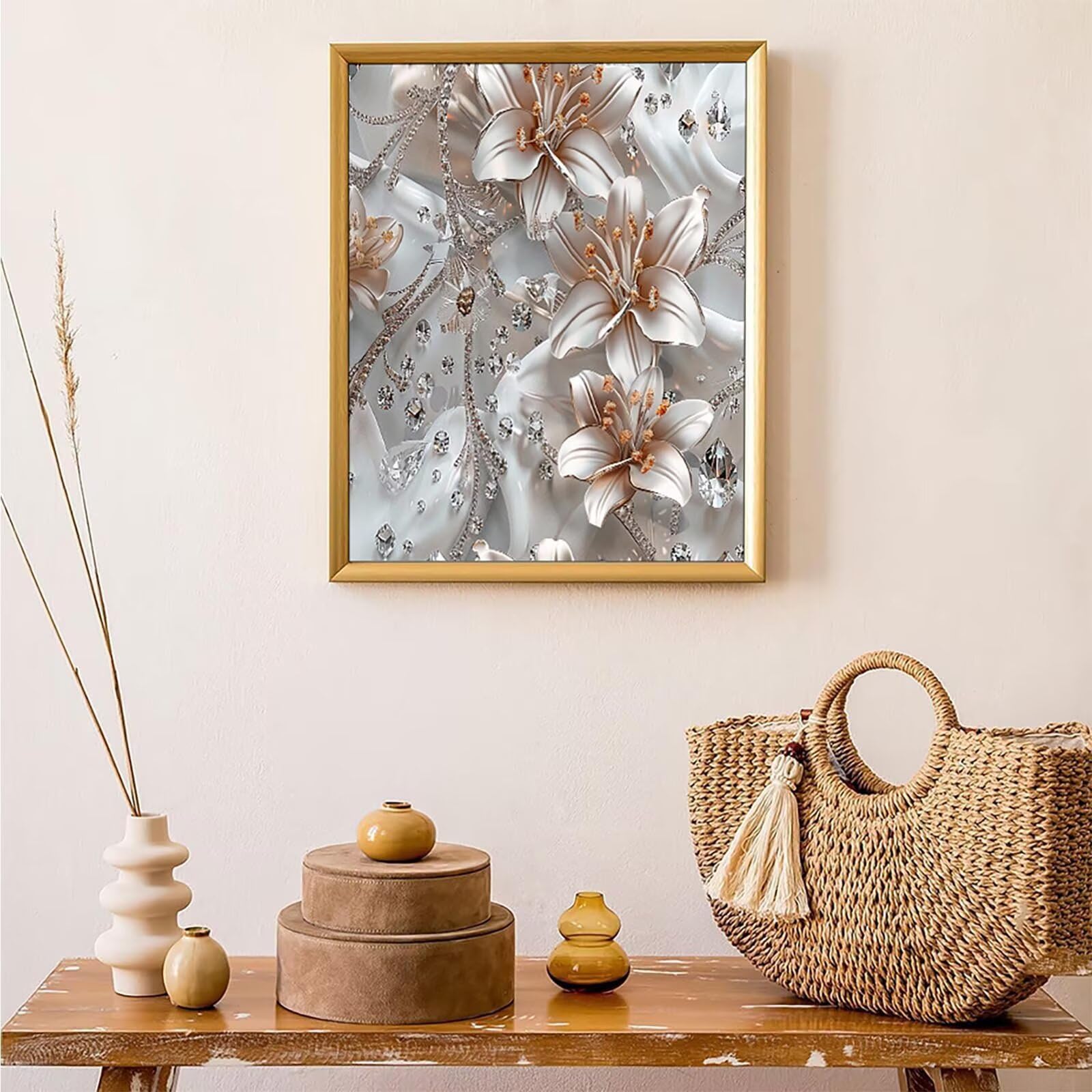Diamond Painting Regalo, Diamond Painting Erwachsene Giglio Bastelset, DIY Diamant Malerei Runder Vollbohrer Diamanten Kinder Malerei Stickerei Kreuzstich Dekoration, Geschenk 90x120 cm PJY9 6-U