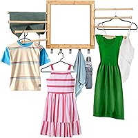 Vista 1 de Estante de secado de bambú para montaje en pared para lavandería, secadora de ropa plegable con 8 brazos y 5 ganchos, ahorro de espacio, 20 Natural