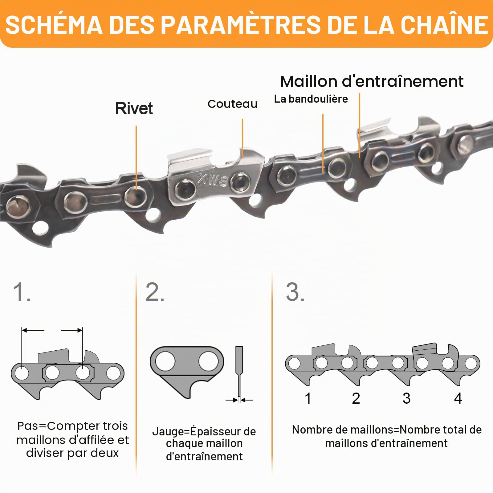 Chaînes de Tronçonneuse avec Guide 40 cm, 57 Maillons, 4 Chaînes + 1 Guide