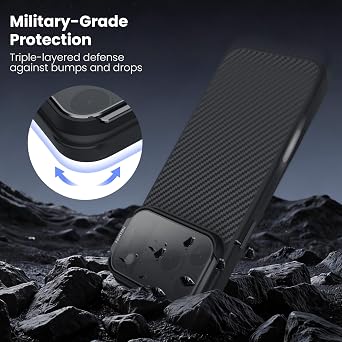 Nillkin for iPhone 17 Pro Max Magnetic Case,Carbon Fiber,Kickstand & Camera Cover Compatible with MagsafeMilitary Grade Drop Tested 6.9 inch Gray