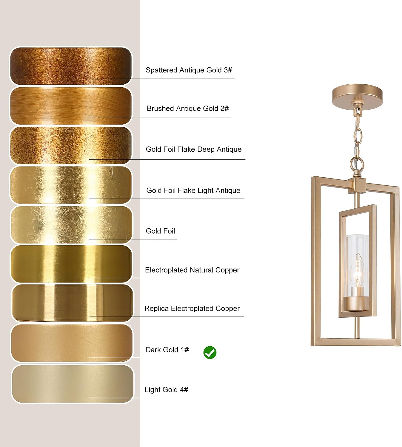 Gold Pendant Light, 1-Light Modern Kitchen Pendant Lights with Glass Shade, Hanging Pendant Light Fixtures for Kitchen Island, Dining Room, Bedroom, Living Room