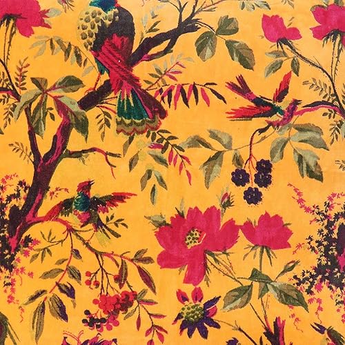 Miniatura 3 de Eyes of India Funda de cojín de terciopelo con flores y pájaros, funda de cojín para sofá, colorido, bohemio, elegante, bohemio, hecho a mano indio