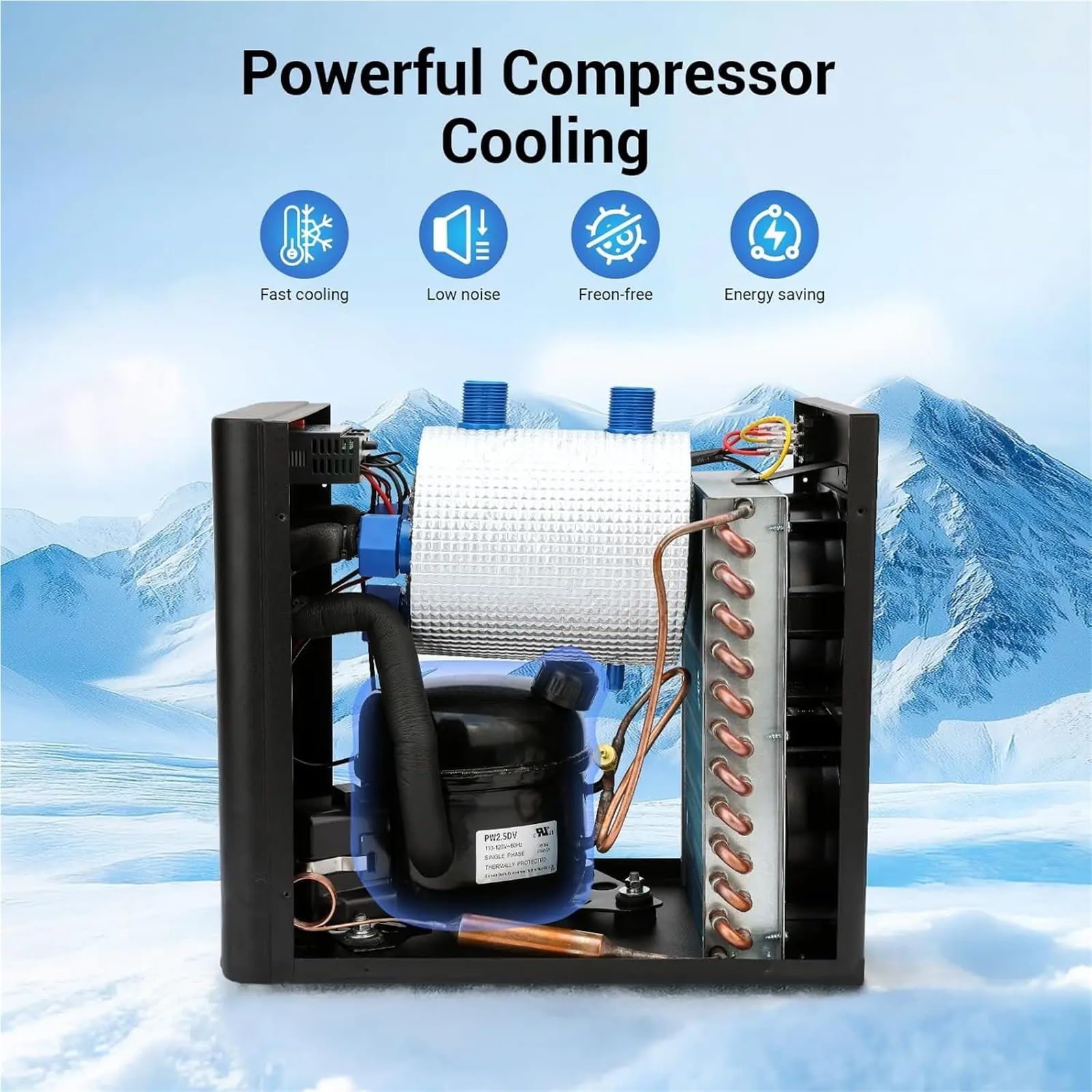 Refrigeratore per acquari, Refrigeratore for Acquario da 79 galloni, 1/3 HP, Compatibile con idroponica, Design Silenzioso, compressore, refrigeratore d'Acqua da 300 Litri