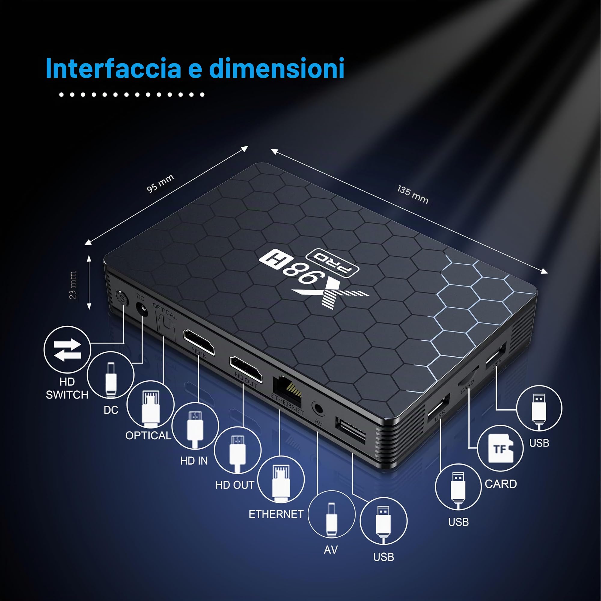 Android 12 TV Box 4GB RAM 32GB ROM H618 Quad Core CPU G31 MP2 GPU 2.4G/5G WiFi Support BT Support HD IN 100M DLAN Smart TV Box - Model No. : X98H Pro 4GB 32GB