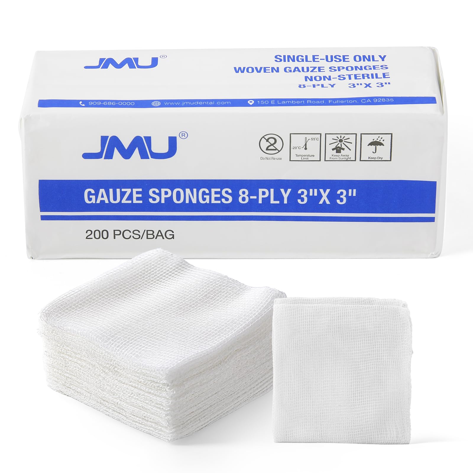 JMU 200 Woven Gauze Sponges 2x2, 8-Ply Non-Sterile Guaze Pads — Amazon image 9