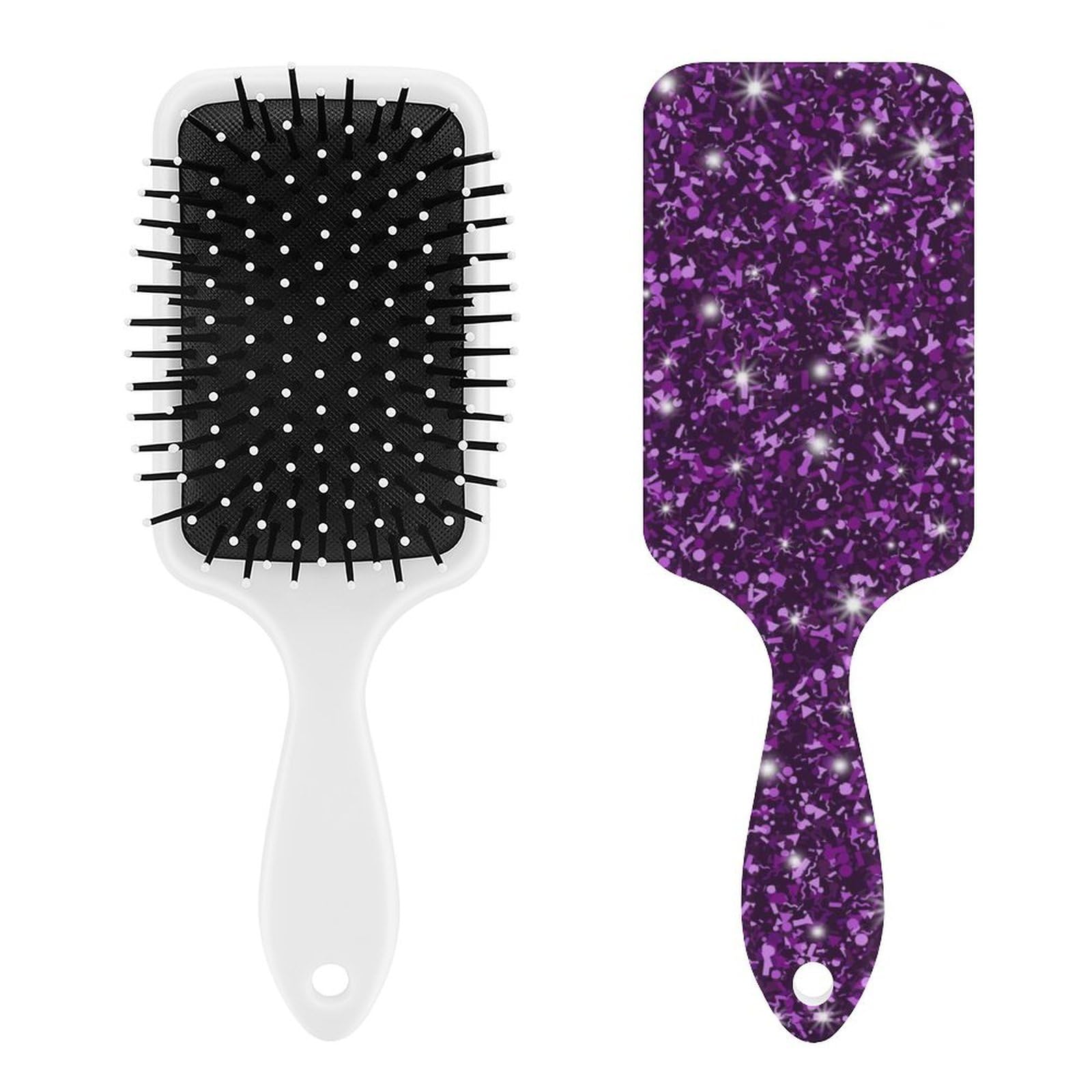 Paddle Hair Brush Cute Detangling, for Beautiful Dark Purple Glitter Sparkles Air Cushion Comb For Long Thick Curly Dry Hair For Women Men Girls