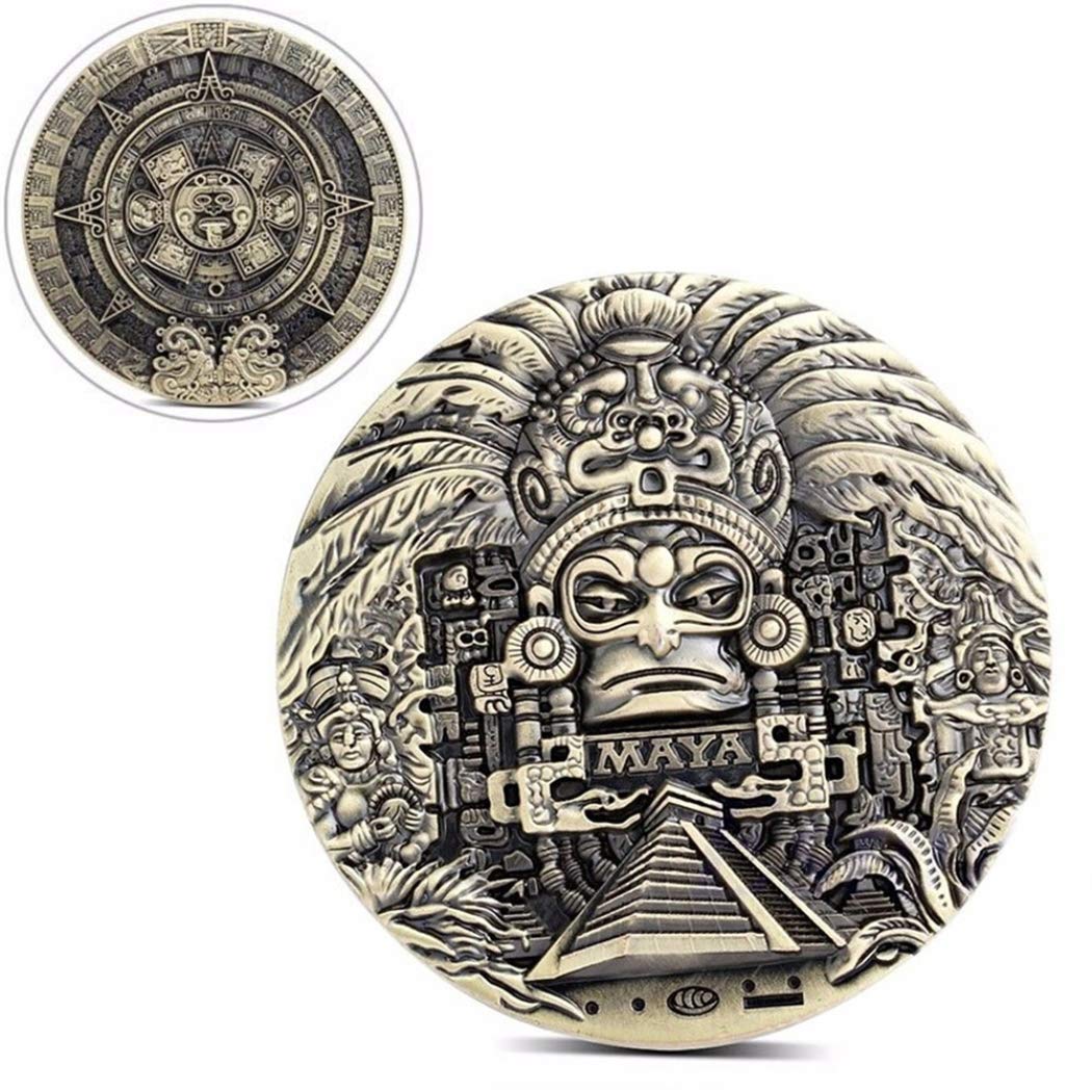 Médaillon Fantaisie Maya Aztèque Alliage Bronze - Double Face - Presse-Papiers #12