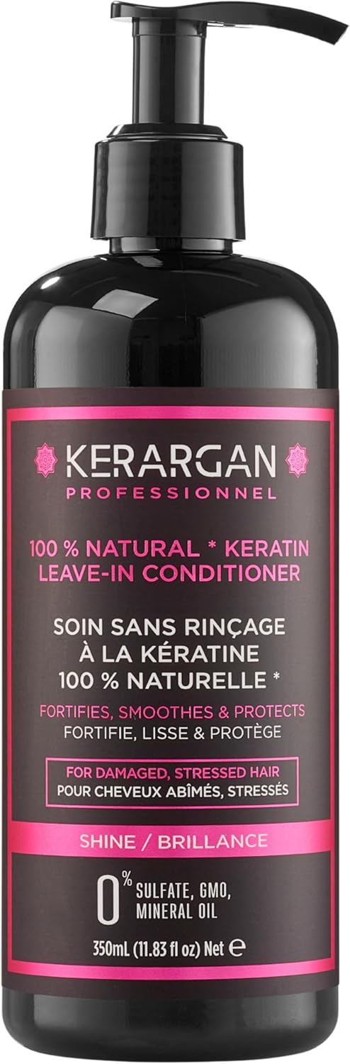 Kerargan – Keratin Leave-In Ultra Repair Daily Care for Stressed Hair – Protection and Shine – Aloe Vera, Argan Oil – Sulphate Free, GMO, Mineral Oil – 350ml