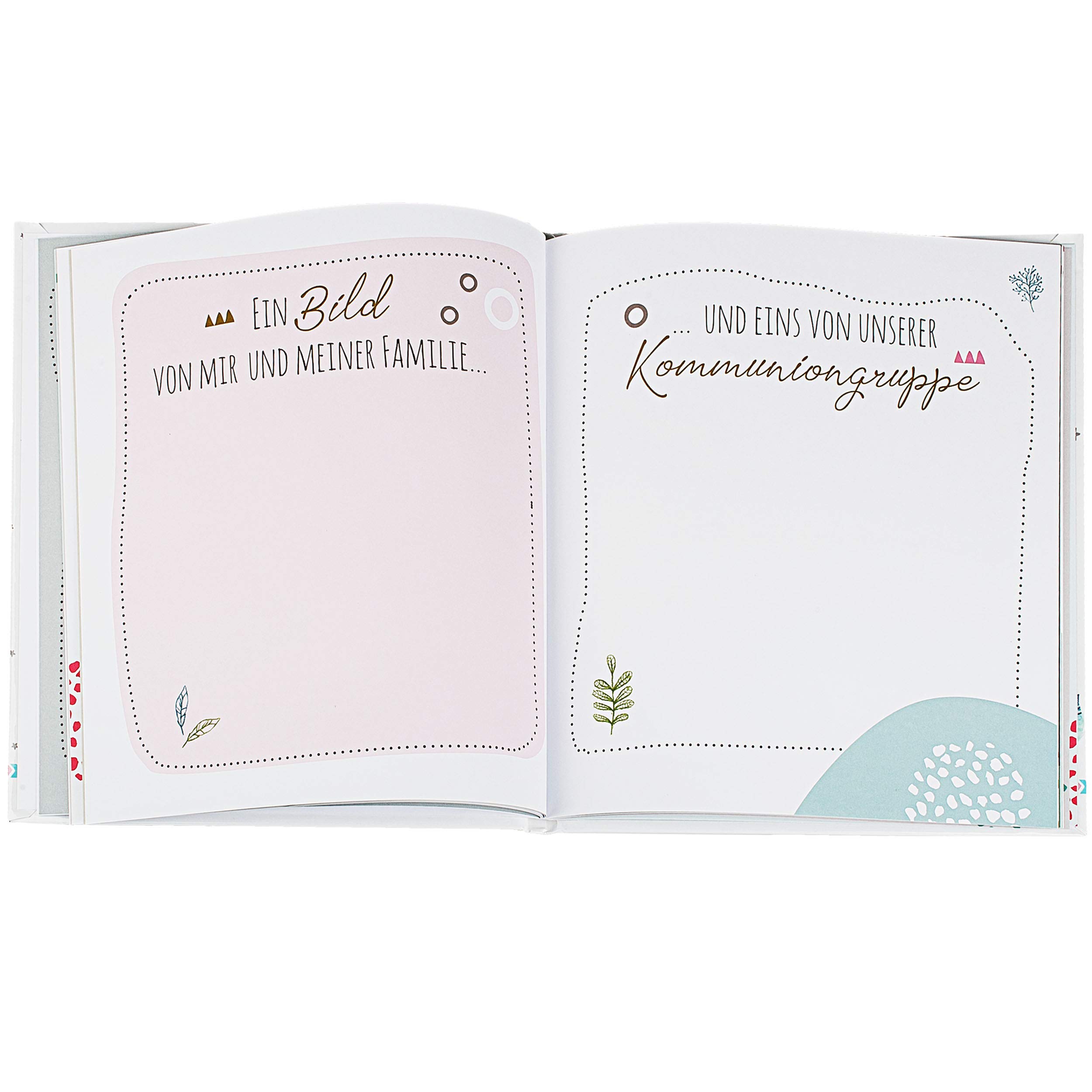 2 TLG. Set: Kommunionalbum - Fotoalbum + Eintragalbum/Erinnerungsalbum Meine Kommunion inkl. Name - Album - Buch Gebunden - blanko weiß + Seiten zum EIN..