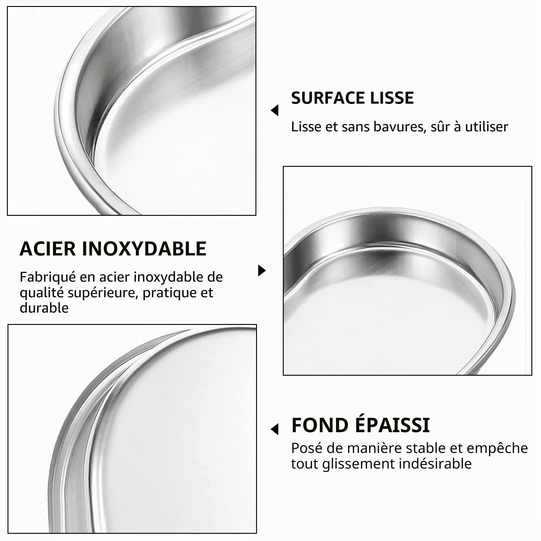 Plateaux en Acier Inoxydable - Plateau INOX - Réutilisable - en Forme de Haricot - Instrument de Laboratoire Dentaire - Plateau Chirurgical pour déchets médicaux,21,5 x 14,5 x 2,5 cm