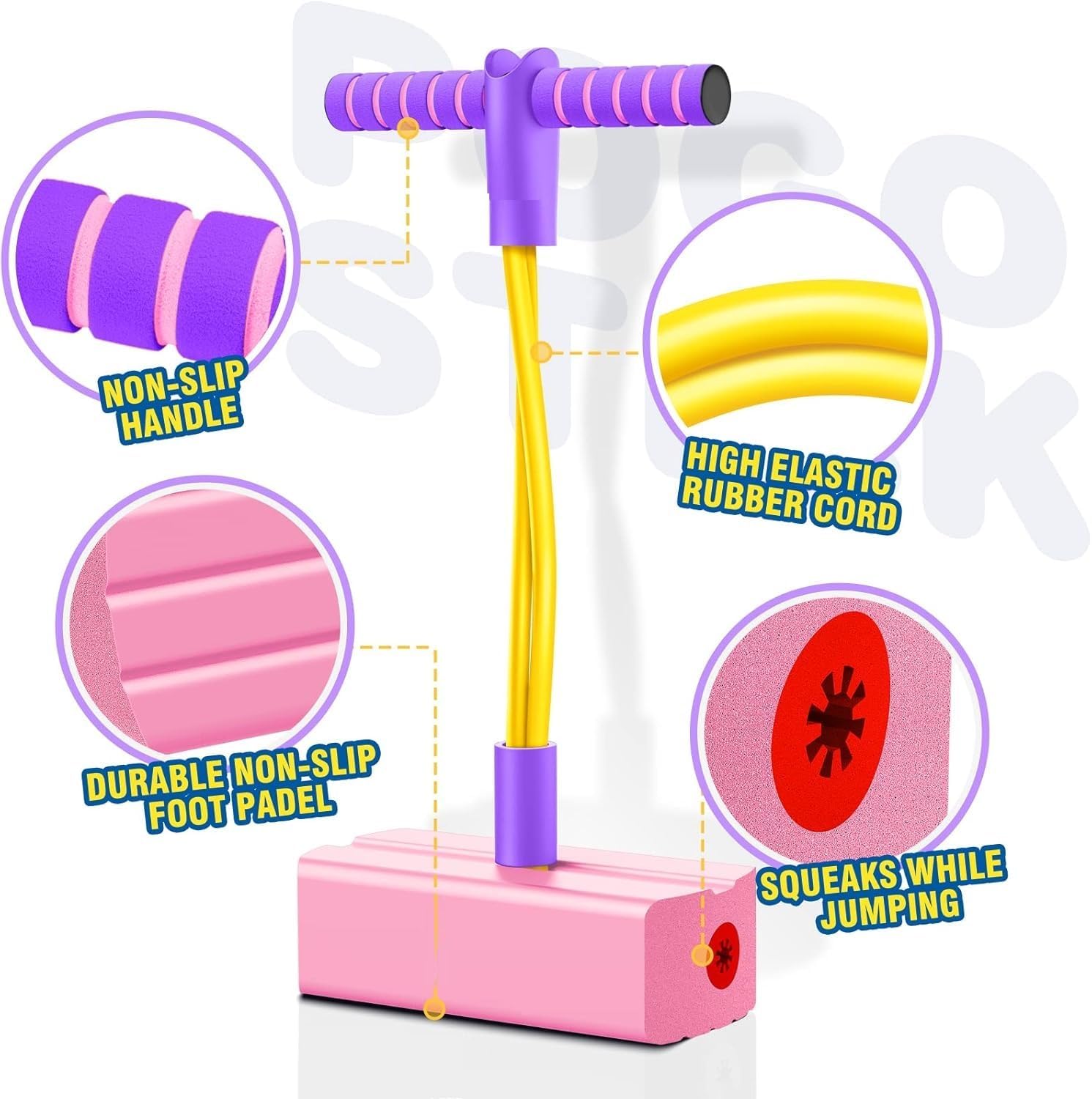 Grow Taller in Jumping Game Pogo Jumper for Kids Fun Toys for Kids Autistic Fun Sports Games Pogo Stick for Kids Cool Toys Pogo Jump Makes Pop Sounds (Pink) 1