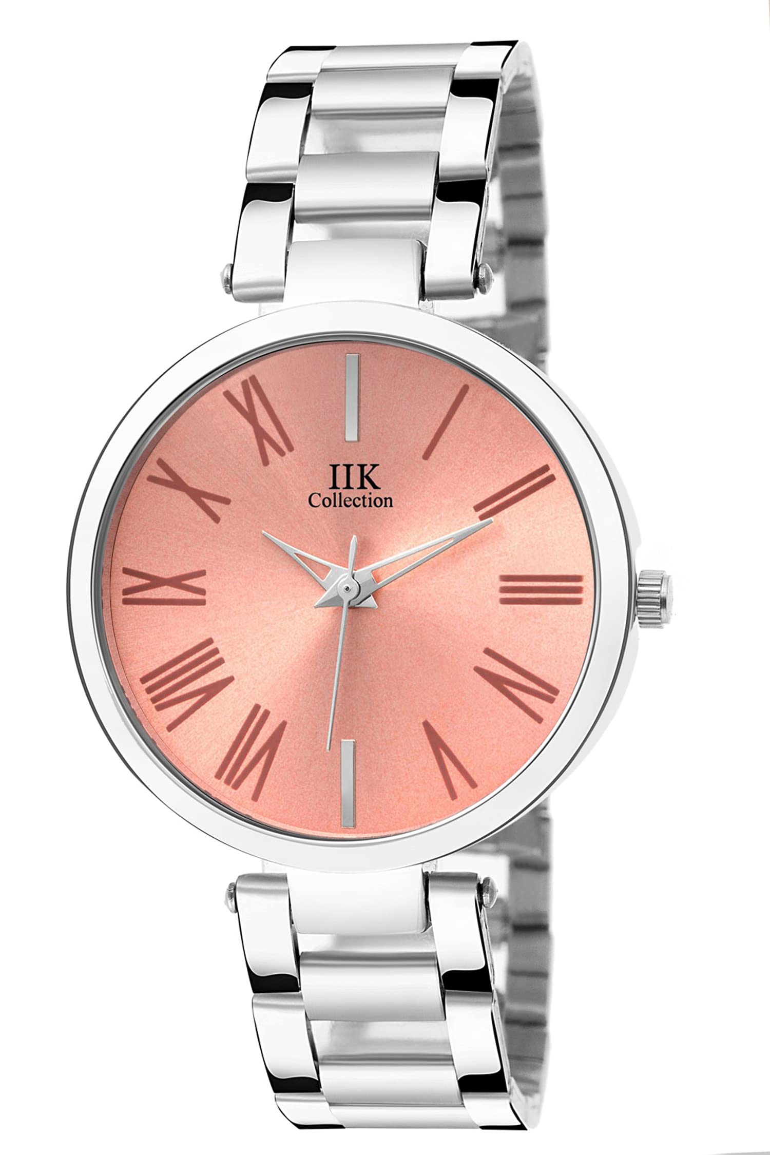IIK COLLECTION Women Round Studded Dial |Analogue Quartz Movemnet Ladies Watch|Long Battery Life|Stainless Steel Silver Adjustable Bracelet Chain Strap|Double Lock Clasp Safety Watches Pink (B0B7DWZH8Z) Amazon Price History, Amazon Price Tracker