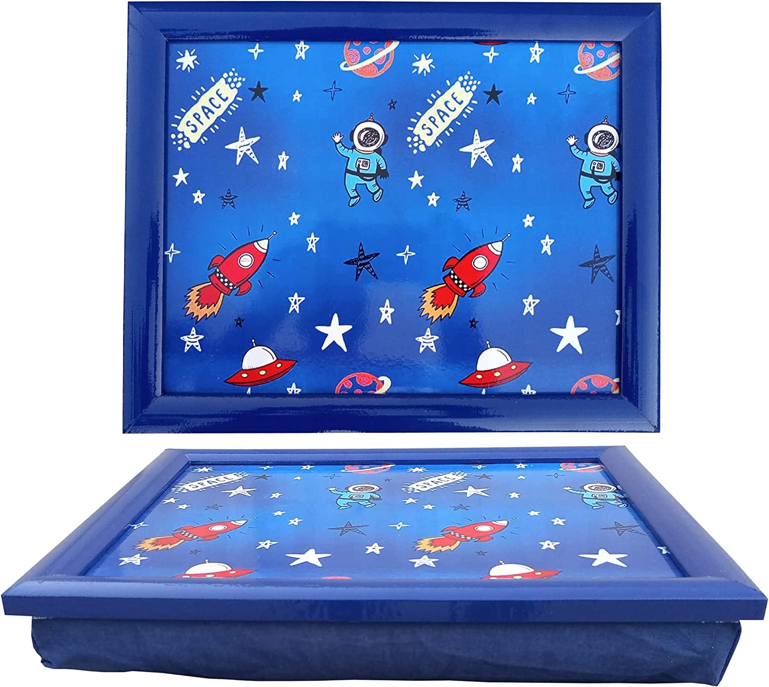 Homion Blue Bean Bag Lap Tray Cushioned Children Tv Dinner Breakfast Snack Serving Tray (Spaceman)