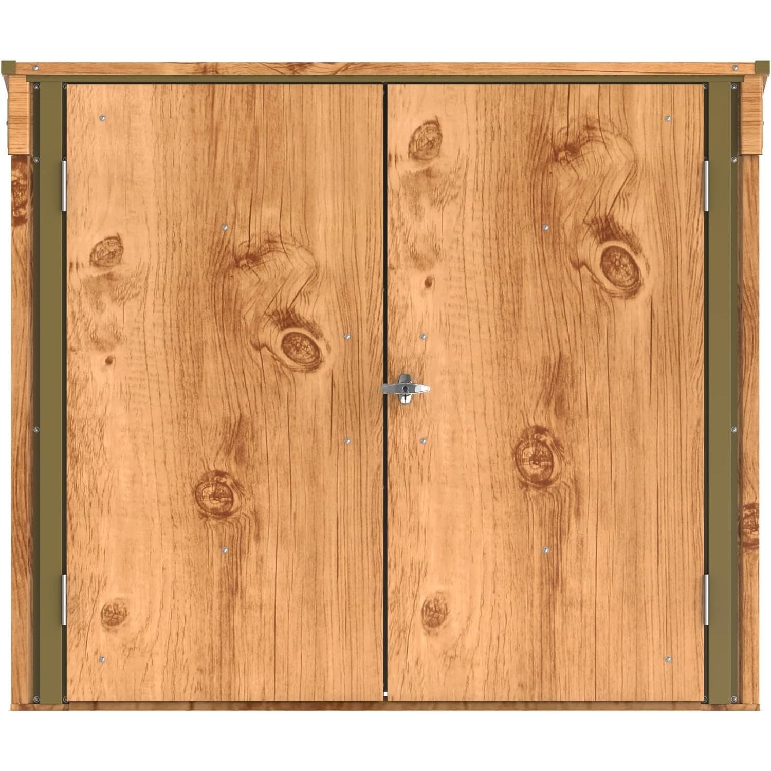 Duramax abri pour poubelles pour 2 avec ouverture par le haut et portes doubles verrouillables, abri de jardin en métal, cachettes pour poubelles, Abri pour poubelles, 154x96x131 cm, grain de bois