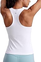 CRZ YOGA Women's Seamless Breathable Workout Tank Top - Crewneck Racerback for Running Gym Training Slim Fit
