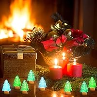 Vista 6 de Libima 96 piezas de árboles de Navidad en miniatura de resina luminosa, miniatura de árbol de resina, decoración de micro paisaje, decoración