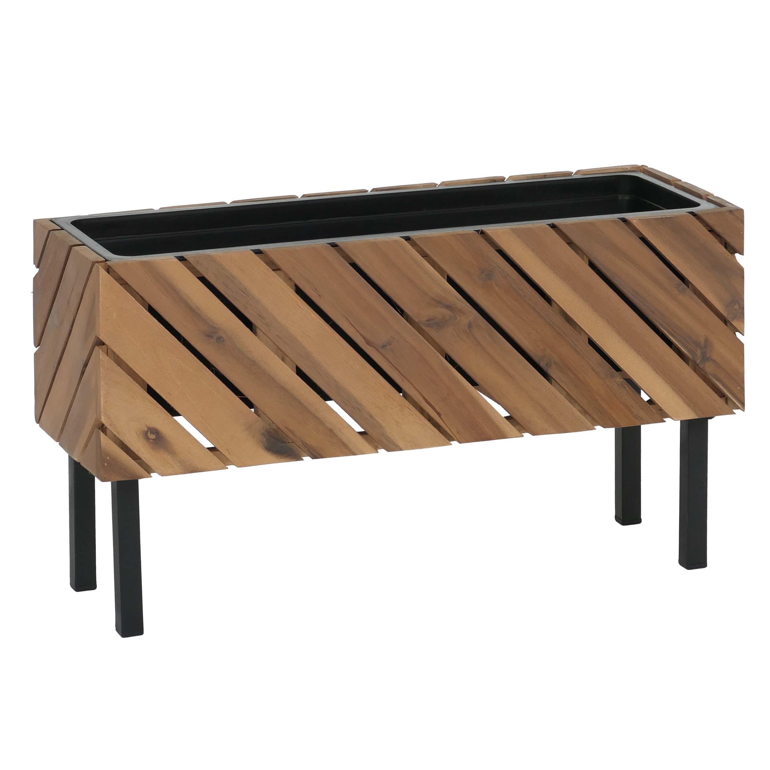 Mendler Pflanzkasten HWC-P87 36x62x22cm Akazie - Hellbraun | Blumen-/Pflanzkübel, Blumenkasten, In-/Outdoor, Holz, FSC®-Zertifiziert