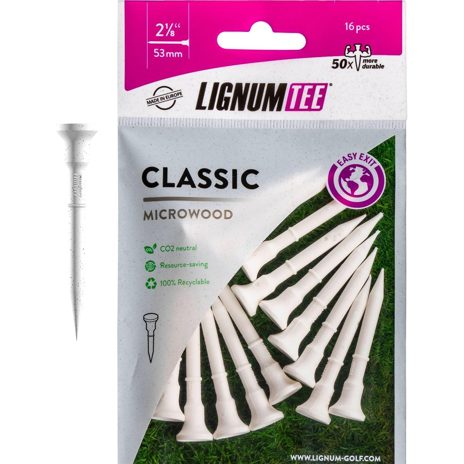 LIGNUM Golf Tees Ring System Wooden Golf Tee-White, 53 mm White TELT5316W