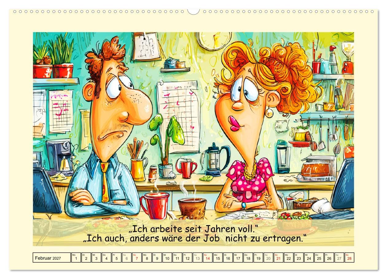 CALVENDO - Büroalarm. Cartoons für alle, die trotzdem weitermachen (Wandkalender 2027 DIN A2 quer), Monatskalender: Ein witziger Cartoon-Kalender für alle, die im Büro durchhalten müssen