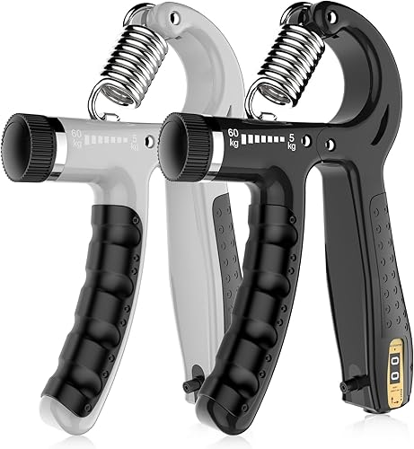 Entrenador de fuerza de agarre, 2 piezas de ejercitador de dedos de silicona, fortalecedor de agarre de mano, resistencia ajustable de 11-132 libras