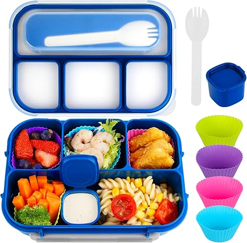 MaMix Lonchera Bento para adultos, lonchera para niños, contenedores de almuerzo para adultos, niños y estudiantes, 44.0fl oz - 4 compartimentos