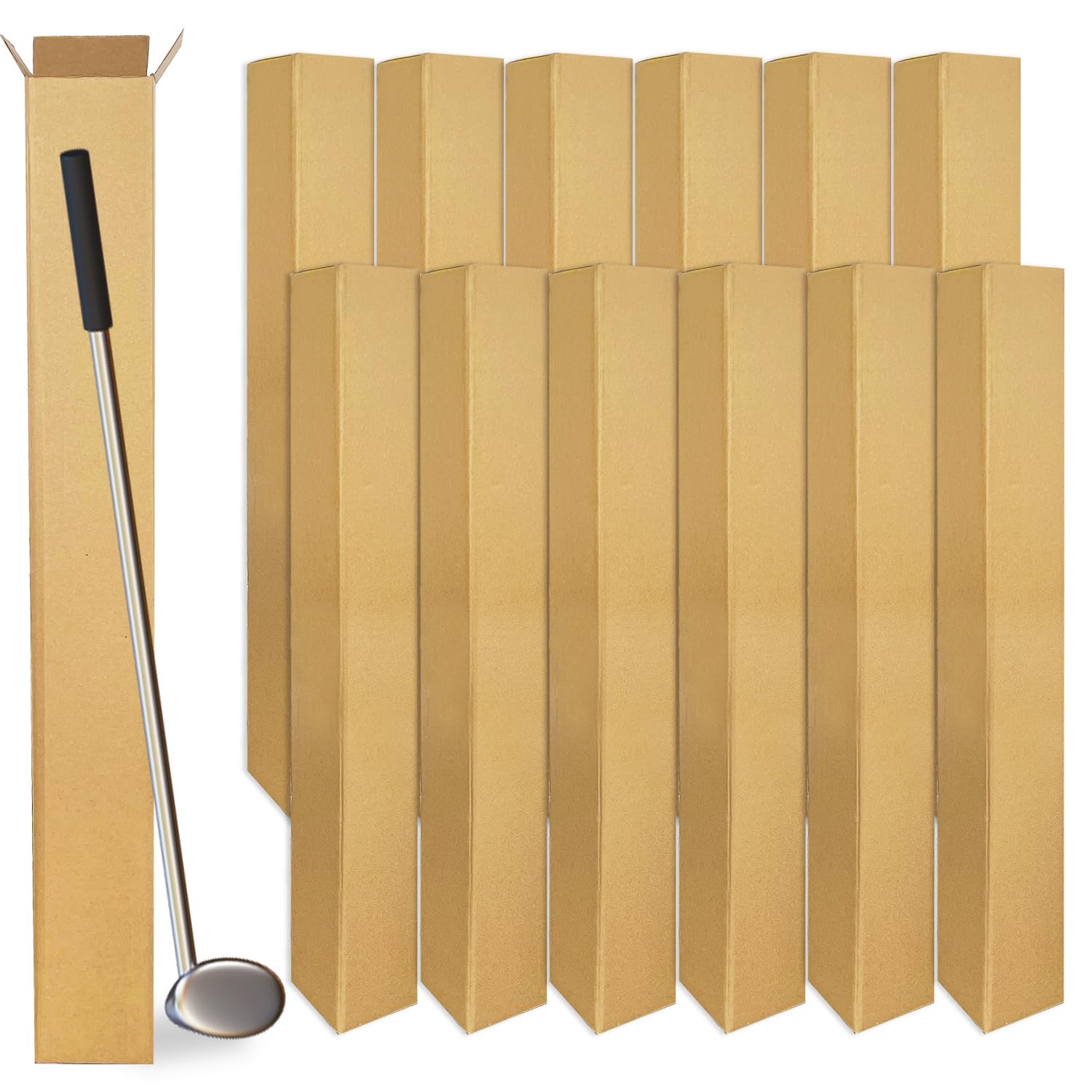 12 Pcs 4 x 4 x 48 Inch Golf Club Shipping Boxes Bulk Tall Corrugated Boxes Thickened Strong Long Packaging Storage Box for Shipping Moving Home and Business