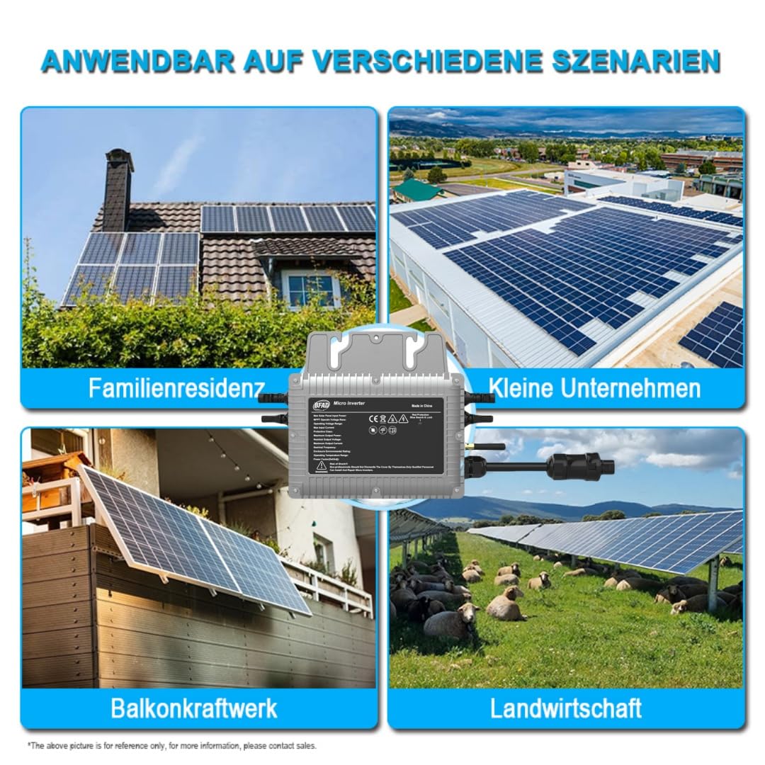 Micro inverter 800 W con cavo AC da 5 m, inverter solare MPPT Micro Solar Power Supply, Plug and Play Home Easy Installation WiFi Monitoring with App IP67 Waterproof