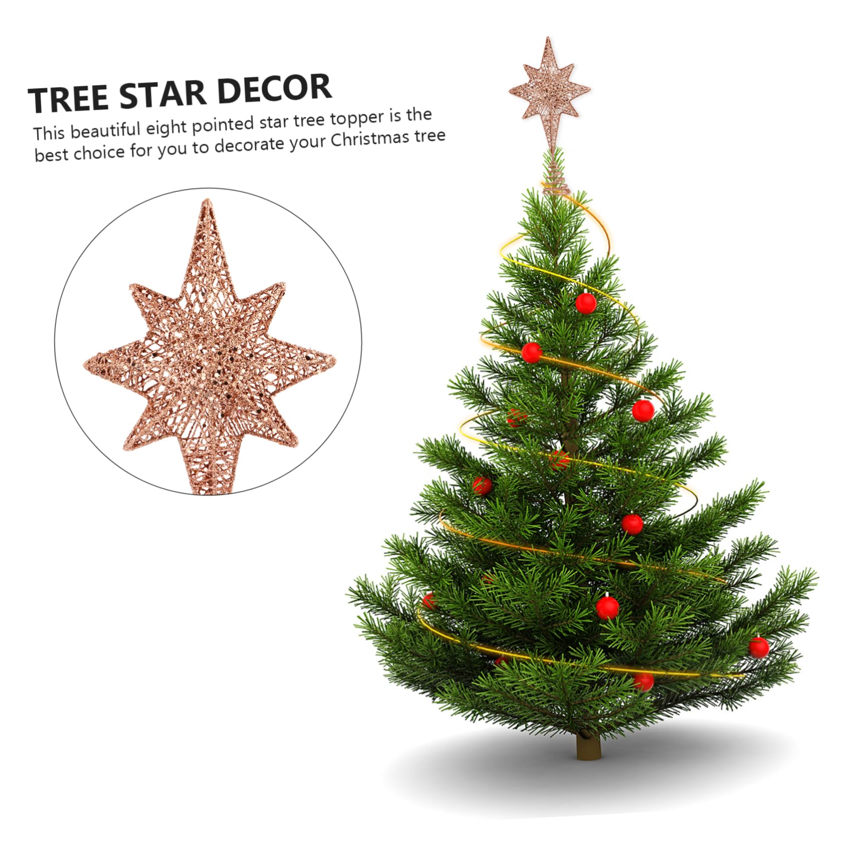 ifundom Lot De 3 Décorations De Sapin De Noël De Luxe Étoile À 8 Branches Enduit De Paillettes Robuste